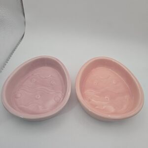 Set of 2 Pink Stoneware Soap Dishes Bathroom Vanity Soap Holder Tray